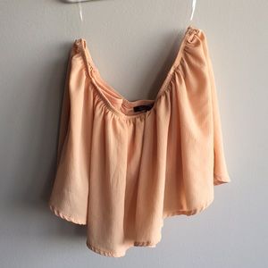 Off- Shoulder coral flowy crop-top